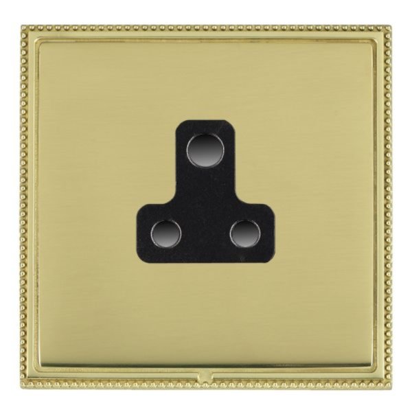 Hamilton LPXUS5PB-PBB Linea-Perlina CFX Polished Brass Frame/Polished Brass Plate 1 Gang 5A Unswitched Socket with Black Insert