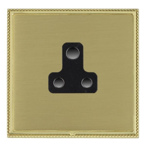 Hamilton LPXUS5PB-SBB Linea-Perlina CFX Polished Brass Frame/Satin Brass Plate 1 Gang 5A Unswitched Socket with Black Insert