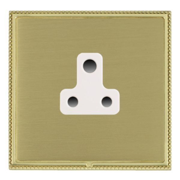 Hamilton LPXUS5PB-SBW Linea-Perlina CFX Polished Brass Frame/Satin Brass Plate 1 Gang 5A Unswitched Socket with White Insert