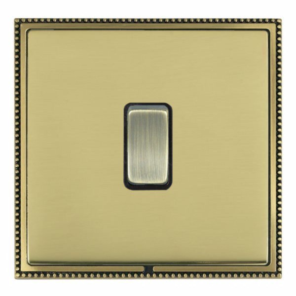 Hamilton LPXWR21AB-PBB Linea-Perlina CFX Antique Brass Frame/Polished Brass Plate 1 Gang 10AX 2 Way Wide Switch with Antique Brass Rocker and Black Surround