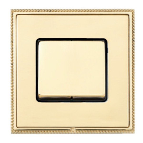 Hamilton LPXWR21PB-PBB Linea-Perlina CFX Polished Brass Frame/Polished Brass Plate 1 Gang 10AX 2 Way Wide Switch with Polished Brass Rocker and Black Surround