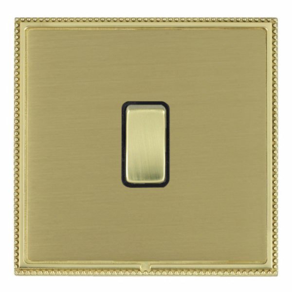 Hamilton LPXWR21PB-SBB Linea-Perlina CFX Polished Brass Frame/Satin Brass Plate 1 Gang 10AX 2 Way Wide Switch with Polished Brass Rocker and Black Surround