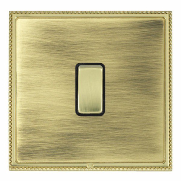 Hamilton LPXWR31PB-ABB Linea-Perlina CFX Polished Brass Frame/Antique Brass Plate 1 Gang 10AX 2 Way Wide Intermediate Switch with Polished Brass Rocker and Black Surround