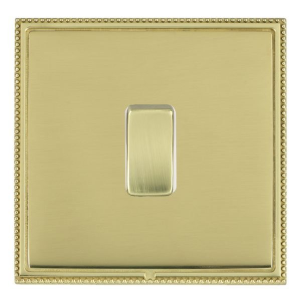 Hamilton LPXWR31PB-PBW Linea-Perlina CFX Polished Brass Frame/Polished Brass Plate 1 Gang 10AX 2 Way Wide Intermediate Switch with Polished Brass Rocker and White Surround