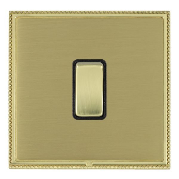 Hamilton LPXWR31PB-SBB Linea-Perlina CFX Polished Brass Frame/Satin Brass Plate 1 Gang 10AX 2 Way Wide Intermediate Switch with Polished Brass Rocker and Black Surround