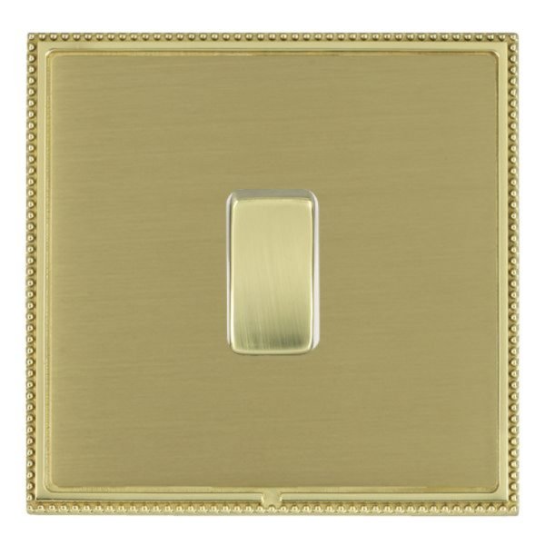 Hamilton LPXWR31PB-SBW Linea-Perlina CFX Polished Brass Frame/Satin Brass Plate 1 Gang 10AX 2 Way Wide Intermediate Switch with Polished Brass Rocker and White Surround