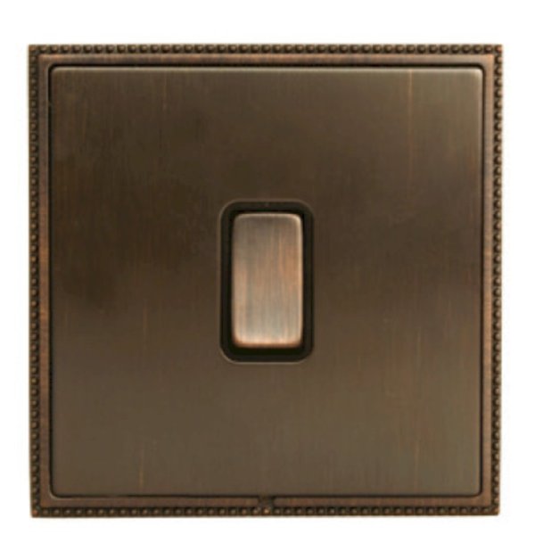 Hamilton LPXWRRTEB-EBB Linea-Perlina CFX Etrium Bronze Frame/Etrium Bronze Plate 1 Gang 10AX Wide Push To Make/Break Retractive Switch with Etrium Bronze Rocker and Black Surround