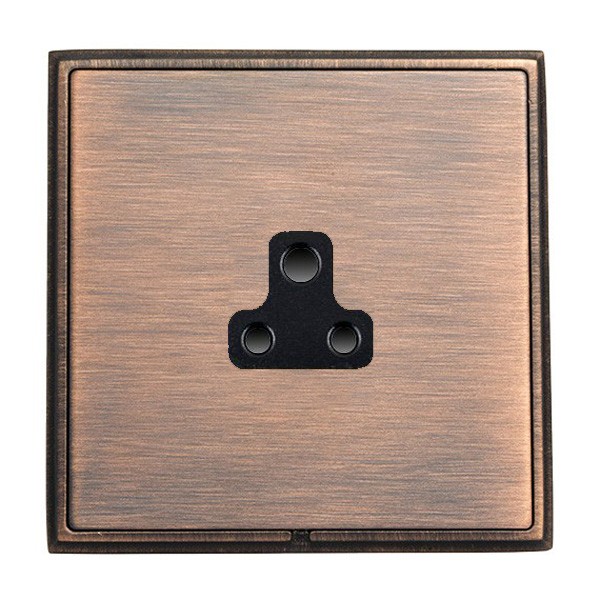 Hamilton Linea-Rondo CFX Copper Bronze Frame/Copper Bronze Plate 1 Gang 2A Unswitched Socket with Black Insert