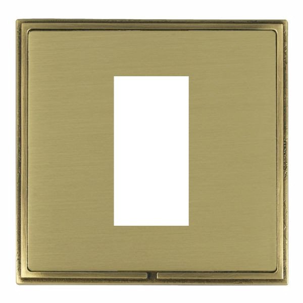 Hamilton Linea-Scala CFX Antique Brass Frame/Satin Brass Plate 1 Module EuroFix 25x50mm Aperture Plate with Grid