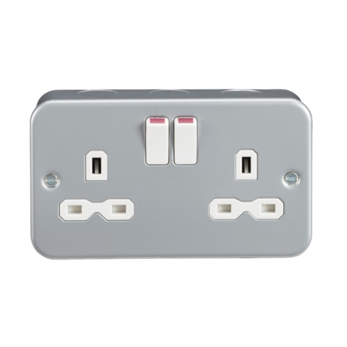 Metal Clad 13A 2G DP Switched Socket