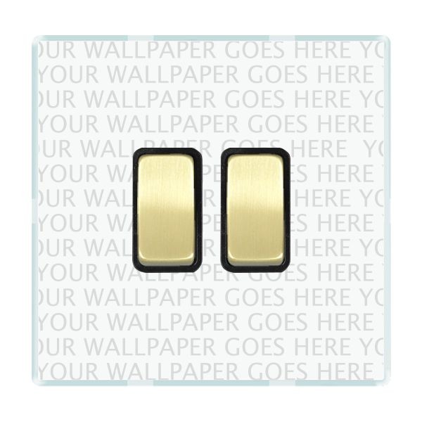 Hamilton Perception CFX Clear 2 Gang 10AX 2 Way Switch with Satin Brass Rockers and Black Surround