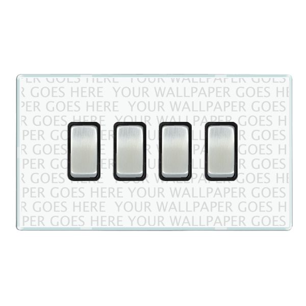 Hamilton PCR24SC-B Perception CFX Clear 4 Gang 10AX 2 Way Switch with Satin Chrome Rockers and Black Surround