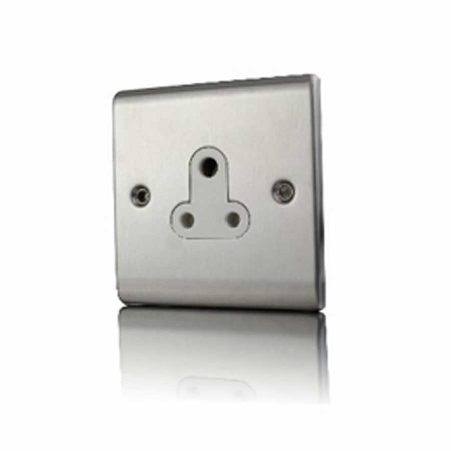 Premspec 5A UnSwitched Socket Satin Steel White Insert