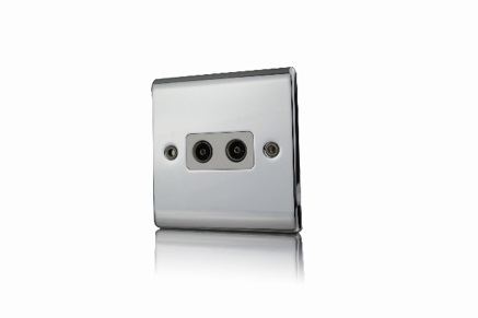 Premspec 2G Co-axial Socket Polished Chrome with White Insert