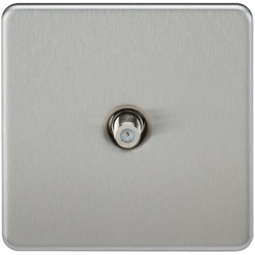 Screwless 1G SAT TV Outlet (Non-Isolated) - Brushed Chrome