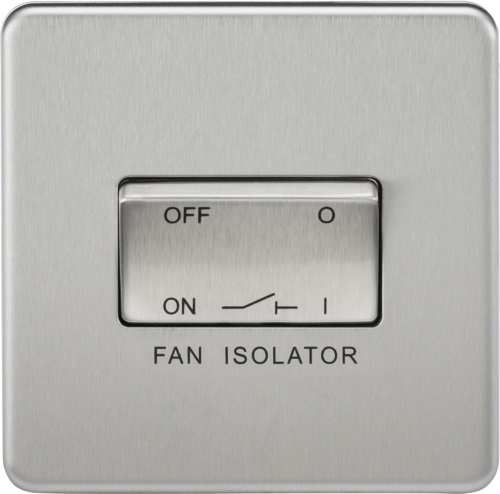 Screwless 10AX 3 Pole Fan Isolator Switch - Brushed Chrome