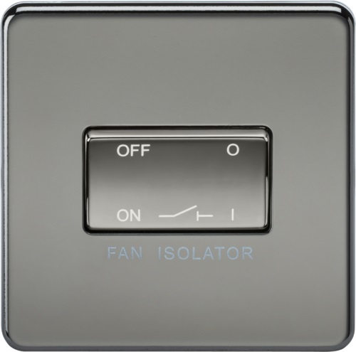 Screwless 10AX 3 Pole Fan Isolator Switch [Black Nickel]