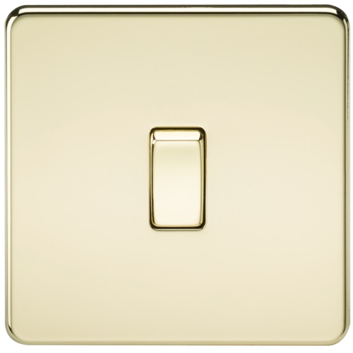 Screwless 10AX 1G Intermediate Switch - Polished Brass