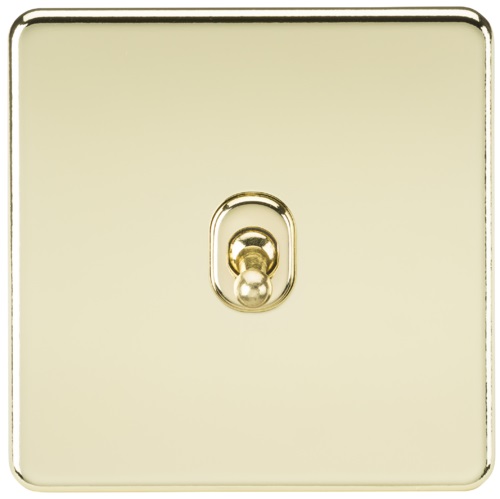 Screwless 10AX 1G Intermediate Toggle Switch - Polished Brass