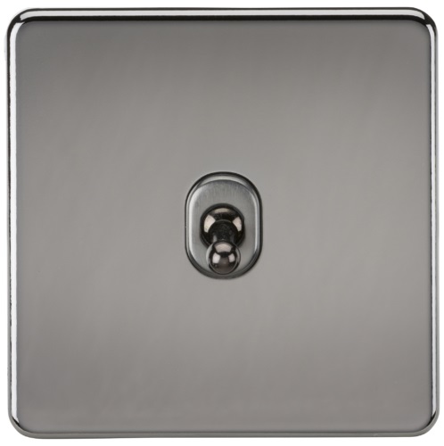 Screwless 10AX 1G 2-Way Toggle Switch - Black Nickel