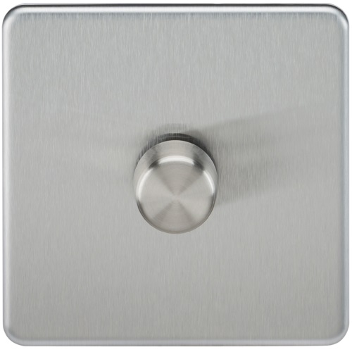 Screwless 1G 2-way 10-200W (5-150W LED) trailing edge dimmer - Brushed Chrome