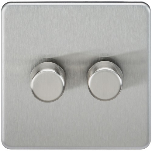 Screwless 2G 2-way 10-200W (5-150W LED) trailing edge dimmer - Brushed Chrome