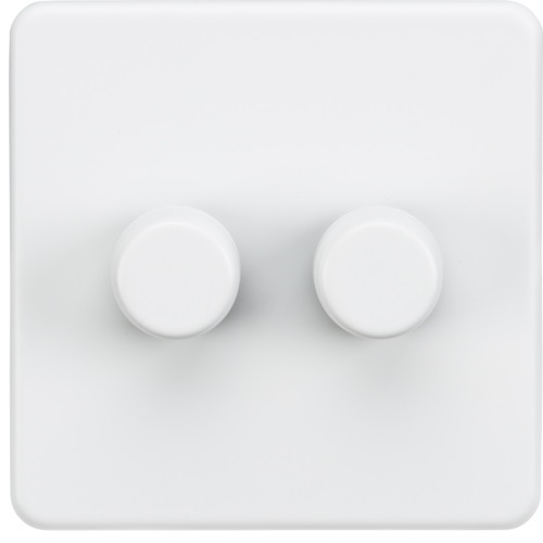 Screwless 2G 2-way 10-200W (5-150W LED) trailing edge dimmer - Matt White