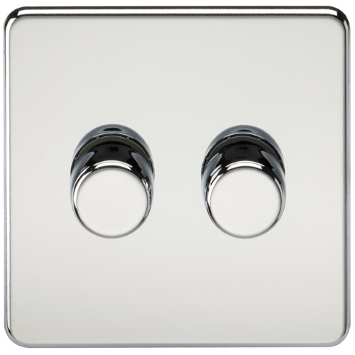 Screwless 2G 2-way 10-200W (5-150W LED) trailing edge dimmer - Polished Chrome