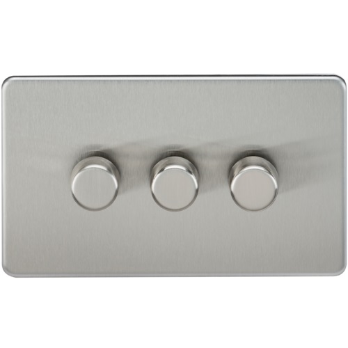 Screwless 3G 2-way 10-200W (5-150W LED) trailing edge dimmer - Brushed Chrome