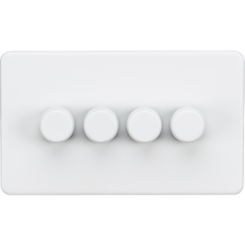 Screwless 4G 2-way 10-200W (5-150W LED) trailing edge dimmer - Matt White