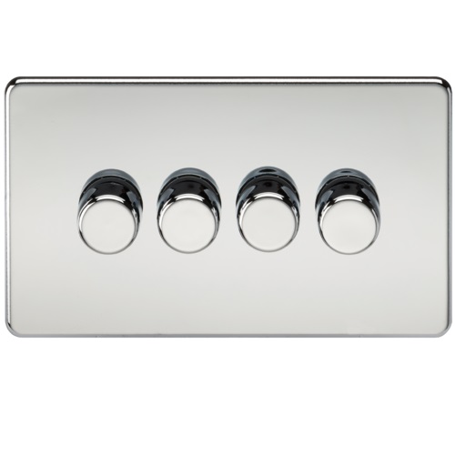 Screwless 4G 2-way 10-200W (5-150W LED) trailing edge dimmer - Polished Chrome