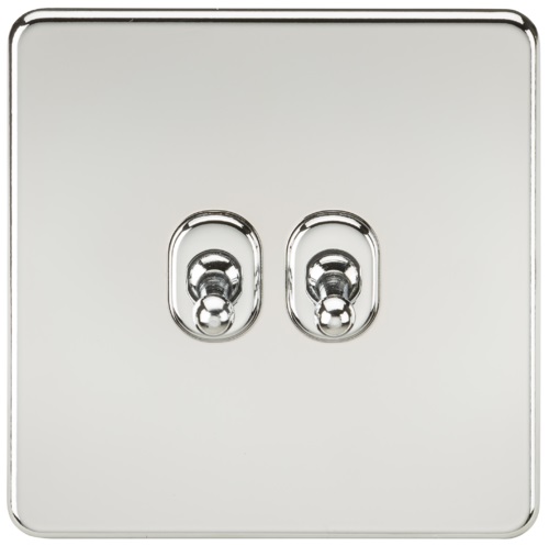 Screwless 10AX 2G 2-Way Toggle Switch - Polished Chrome