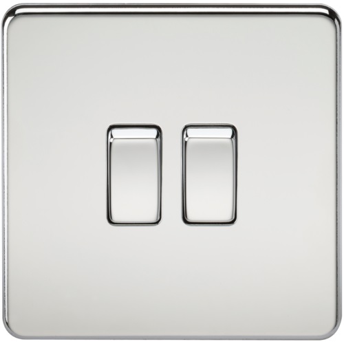 Screwless 10AX 2G 2-Way Switch - Polished Chrome