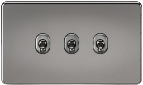 Screwless 10AX 3G 2-Way Toggle Switch - Black Nickel