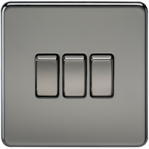 Screwless 10AX 3G 2-Way Switch - Black Nickel
