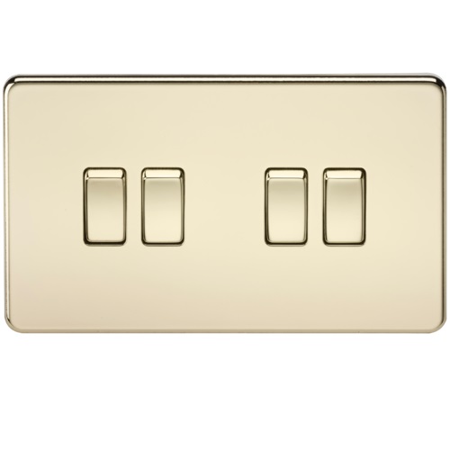 Screwless 10AX 4G 2-Way Switch - Polished Brass