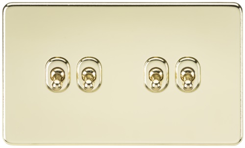 Screwless 10AX 4G 2-Way Toggle Switch - Polished Brass