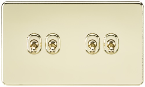 Screwless 10AX 4G 2-Way Toggle Switch - Polished Brass