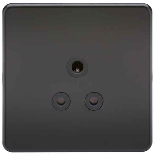 Screwless 5A Unswitched Socket - Matt Black with Black Insert