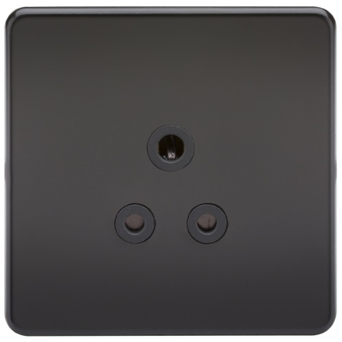 Screwless 5A Unswitched Socket - Matt Black with Black Insert