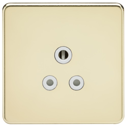 Screwless 5A Unswitched Socket - Polished Brass with White Insert