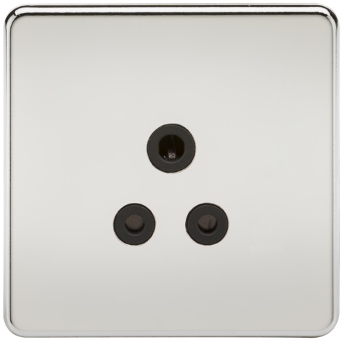 Screwless 5A Unswitched Socket - Polished Chrome with Black Insert