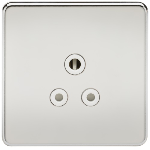 Screwless 5A Unswitched Socket - Polished Chrome with White Insert