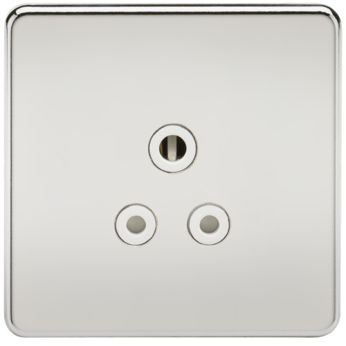 Screwless 5A Unswitched Socket - Polished Chrome with White Insert