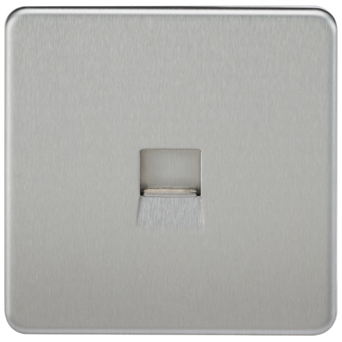 Screwless Telephone Master Socket - Brushed Chrome