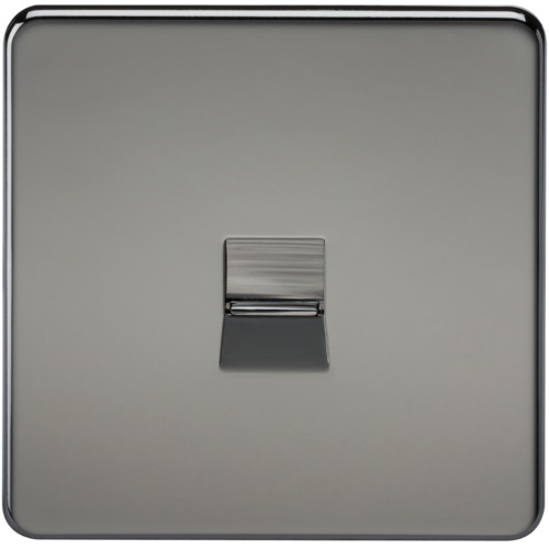 Screwless Telephone Extension Socket - Black Nickel