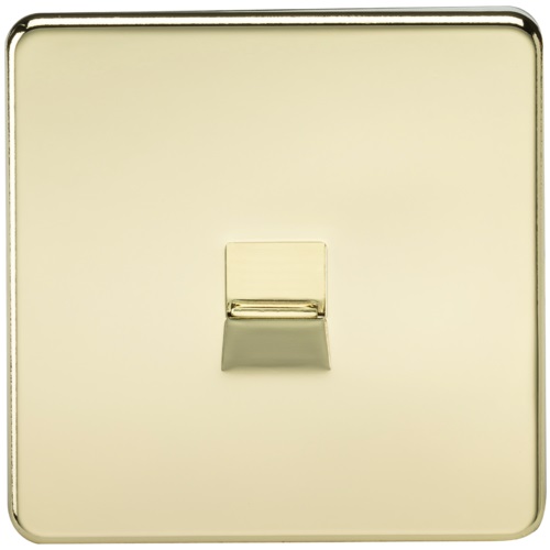 Screwless Telephone Extension Socket - Polished Brass