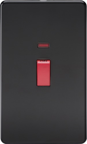 Screwless 45A 2G DP Switch with Neon - Matt Black