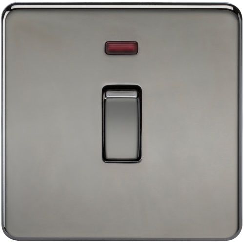 Screwless 20A 1G DP Switch with Neon - Black Nickel