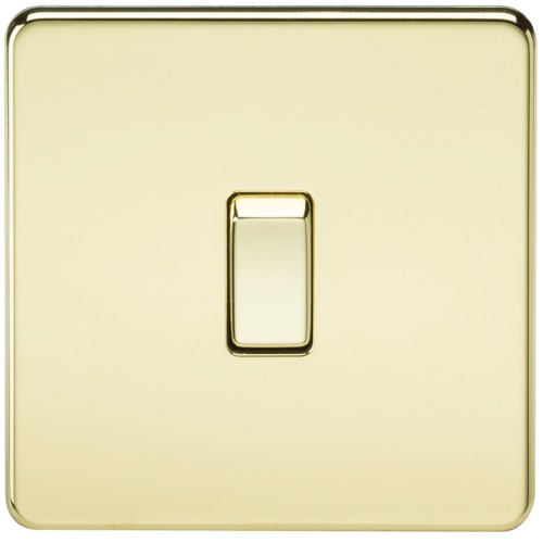 Screwless 20A 1G DP Switch - Polished Brass